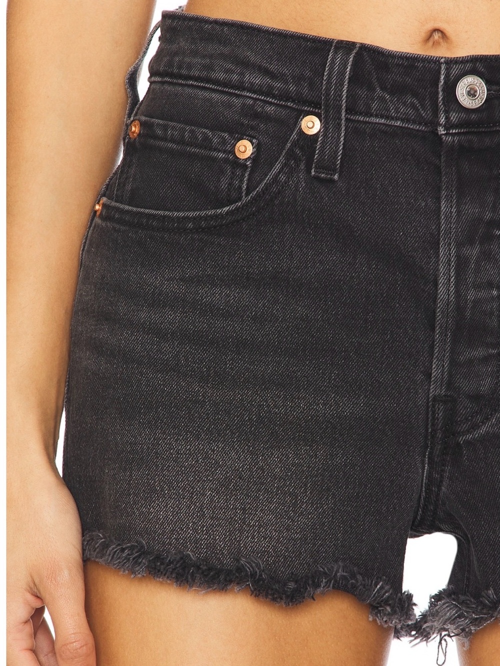 Levi’s Black High-Waist distressed Denim Shorts GREAT CONDITION